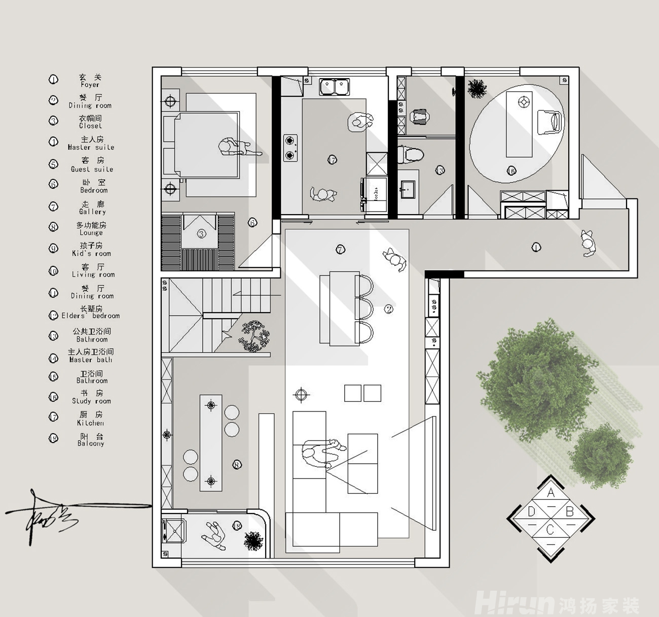 建發(fā)央著180㎡北歐之光復(fù)式 裝修案例效果圖-1