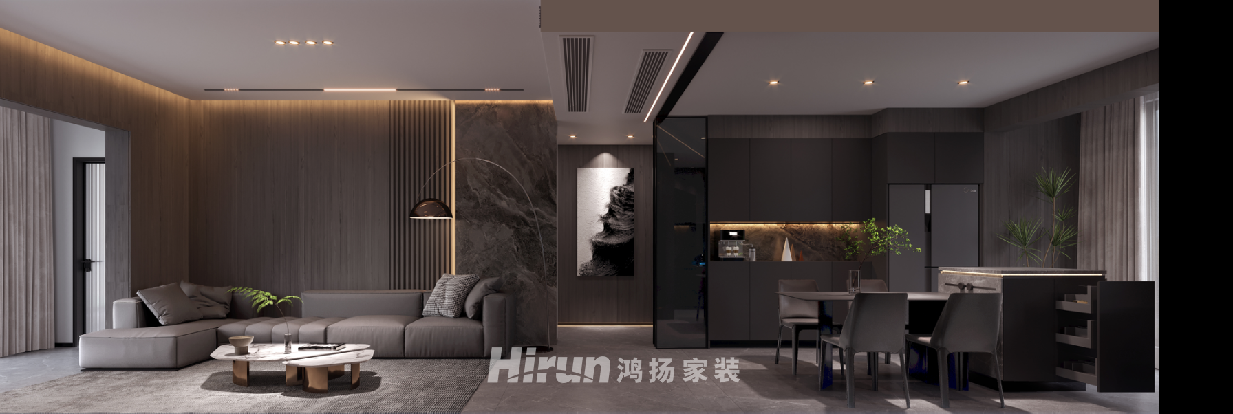 長房寧城府150㎡雅致現代四居室 裝修案例效果圖-3