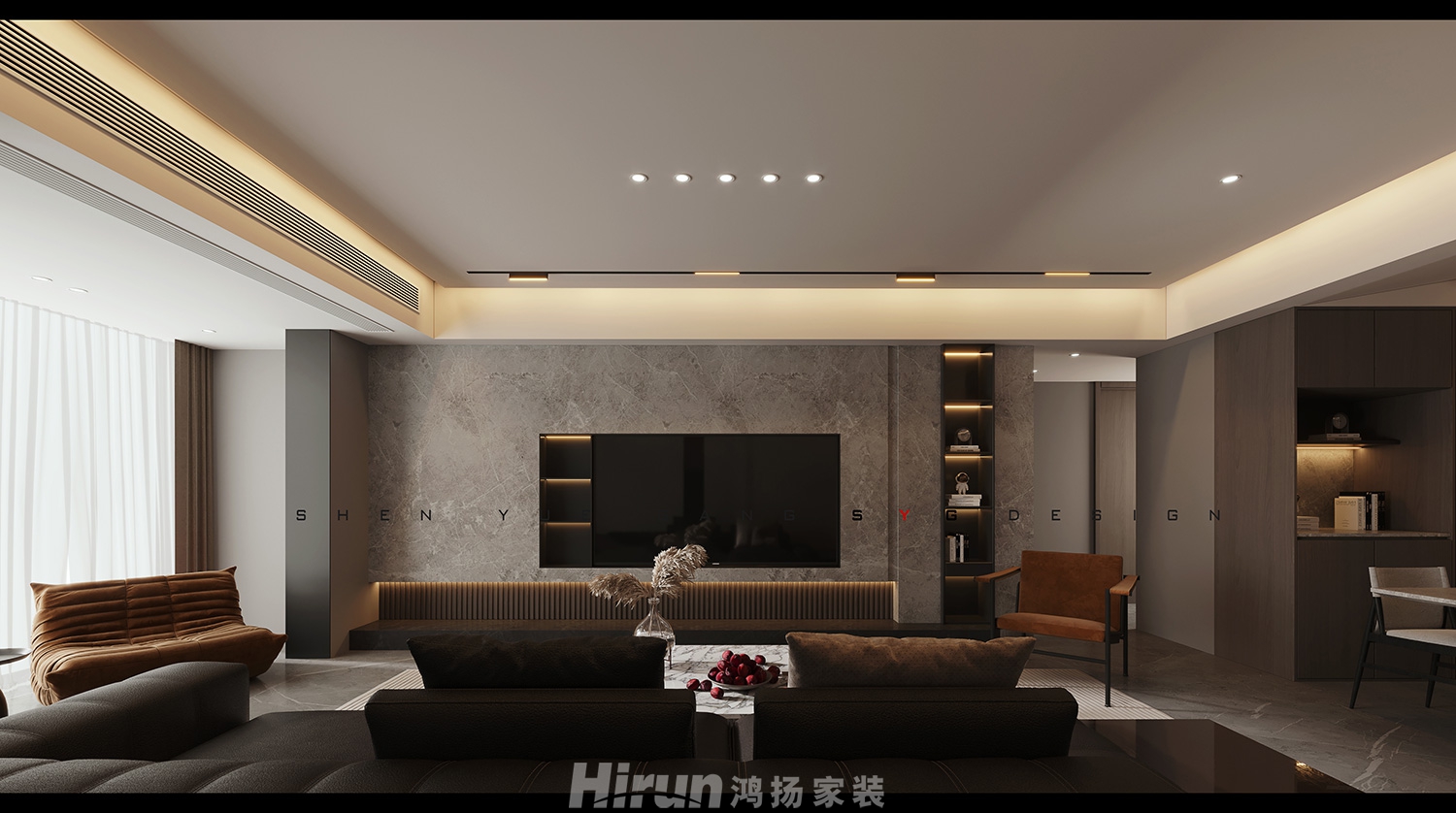 北辰瀚江府110㎡雅致現代三居室 裝修案例效果圖-2