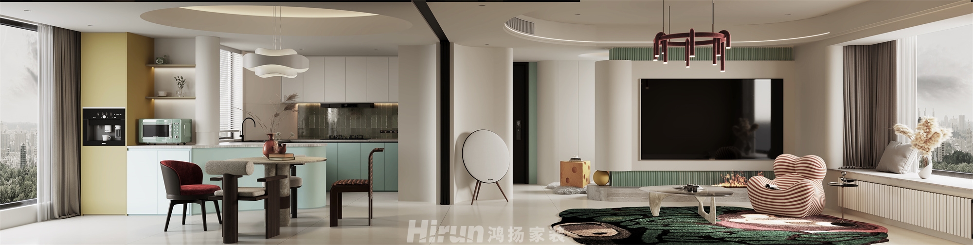 榮悅臺140㎡優雅繽紛四居室 裝修案例效果圖-1