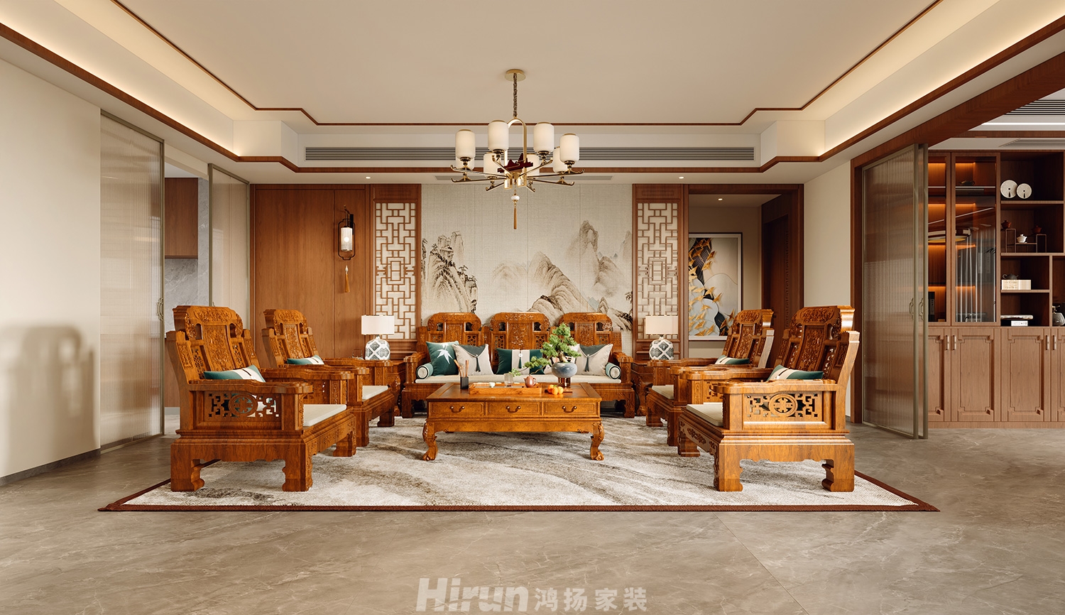 麓隱桐溪350㎡寫(xiě)意木構(gòu)別墅 裝修案例效果圖-1