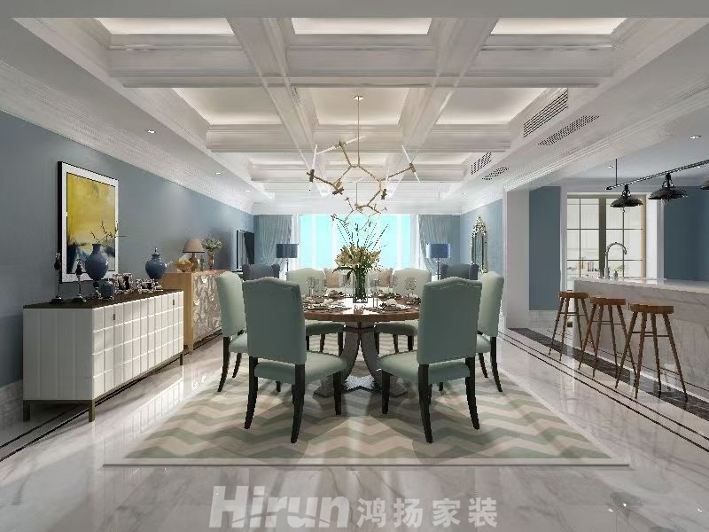 金茂梅溪湖600㎡輕歐簡美別墅 裝修案例效果圖-1